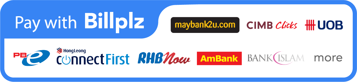 Pilihan bank melalui Billplz termasuk Maybank, CIMB, UOB, Public Bank, Hong Leong, RHB, AmBank dan Bank Islam